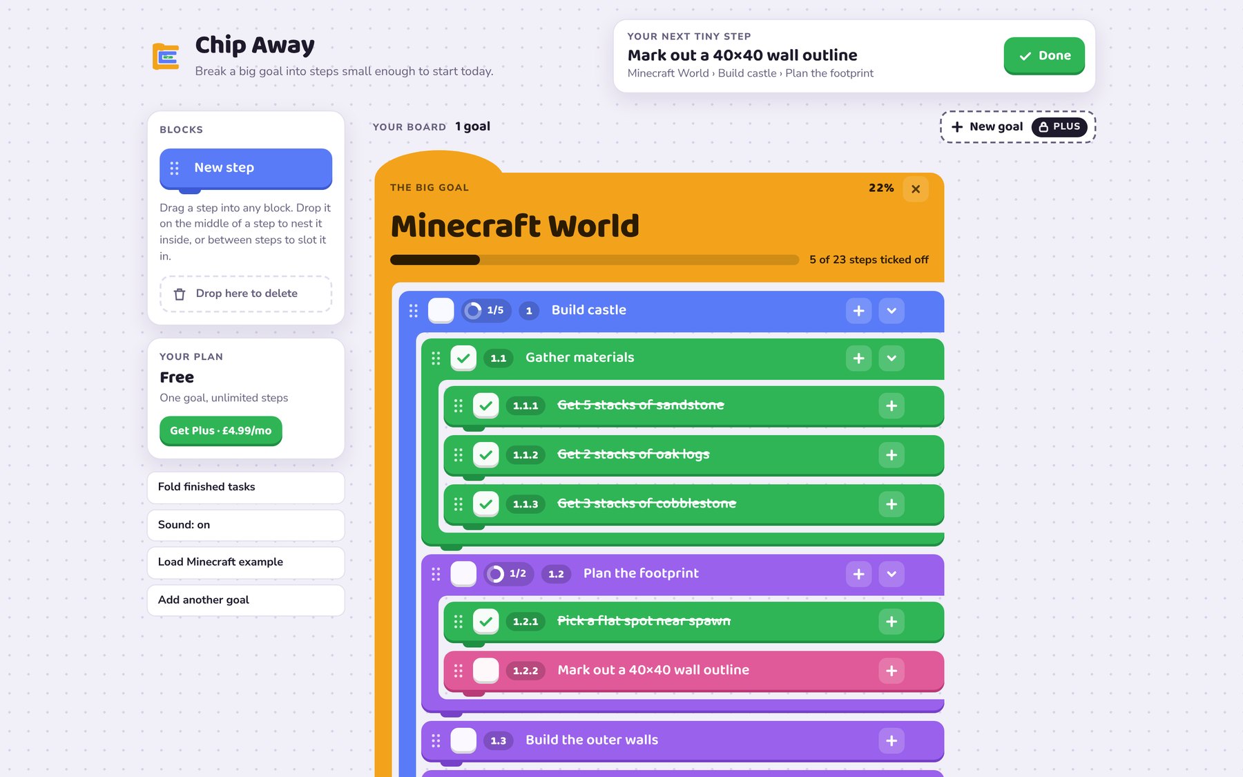 Chip Away on desktop: the Minecraft World board