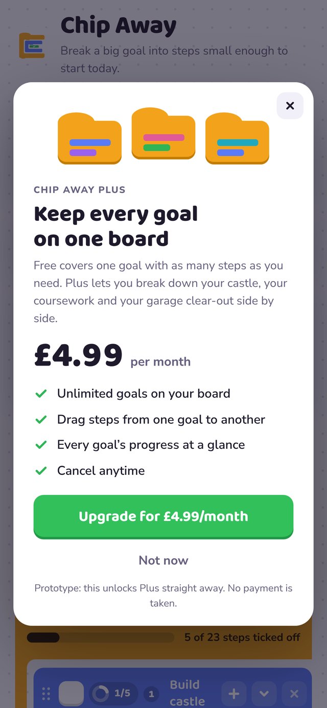 Chip Away on a phone: The Plus upgrade