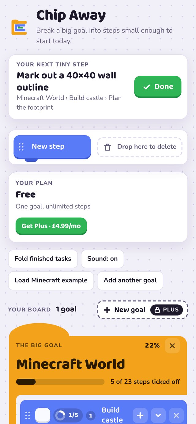 Chip Away on a phone: Your next tiny step