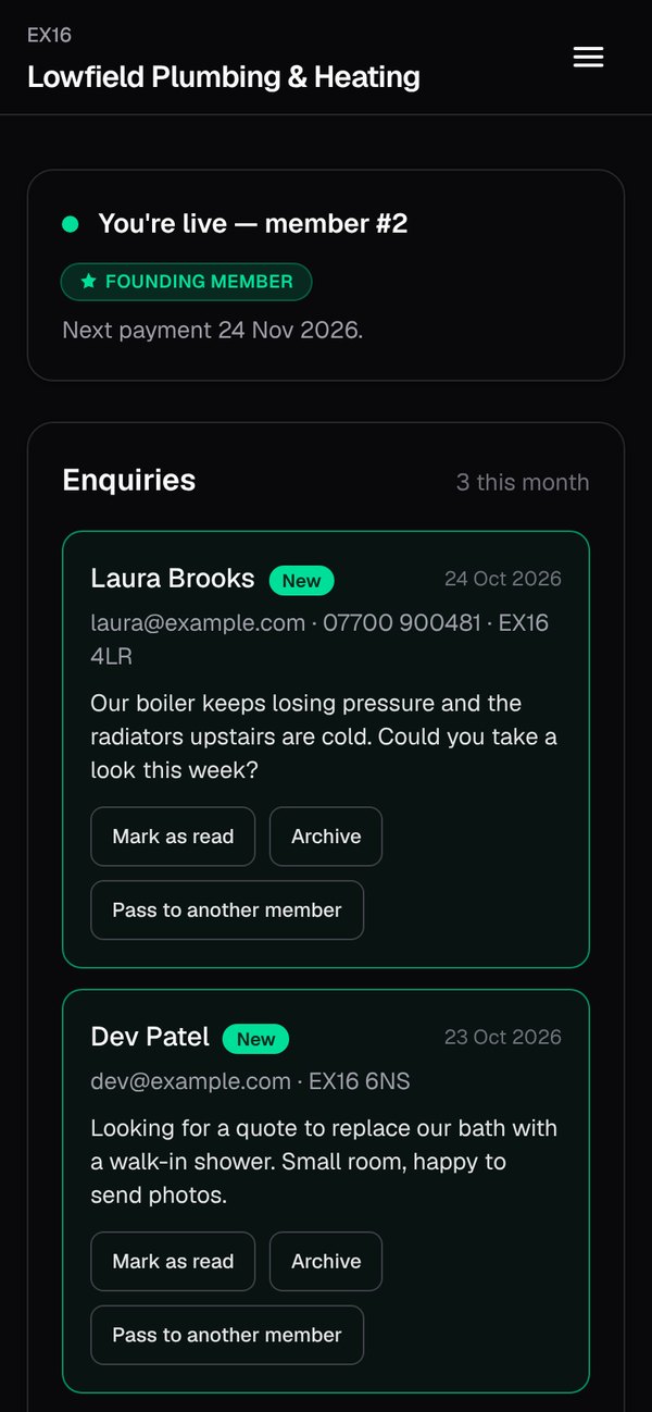 EX16 on a phone: Dashboard