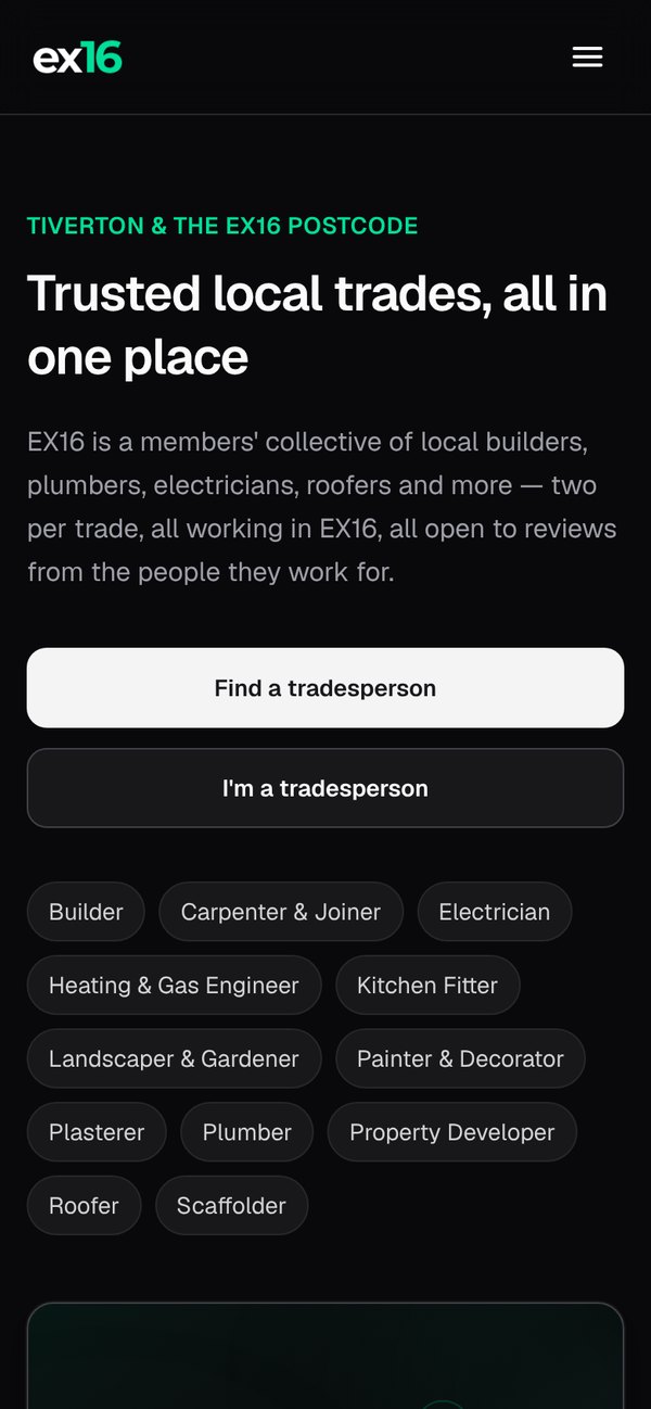 EX16 on a phone: Home