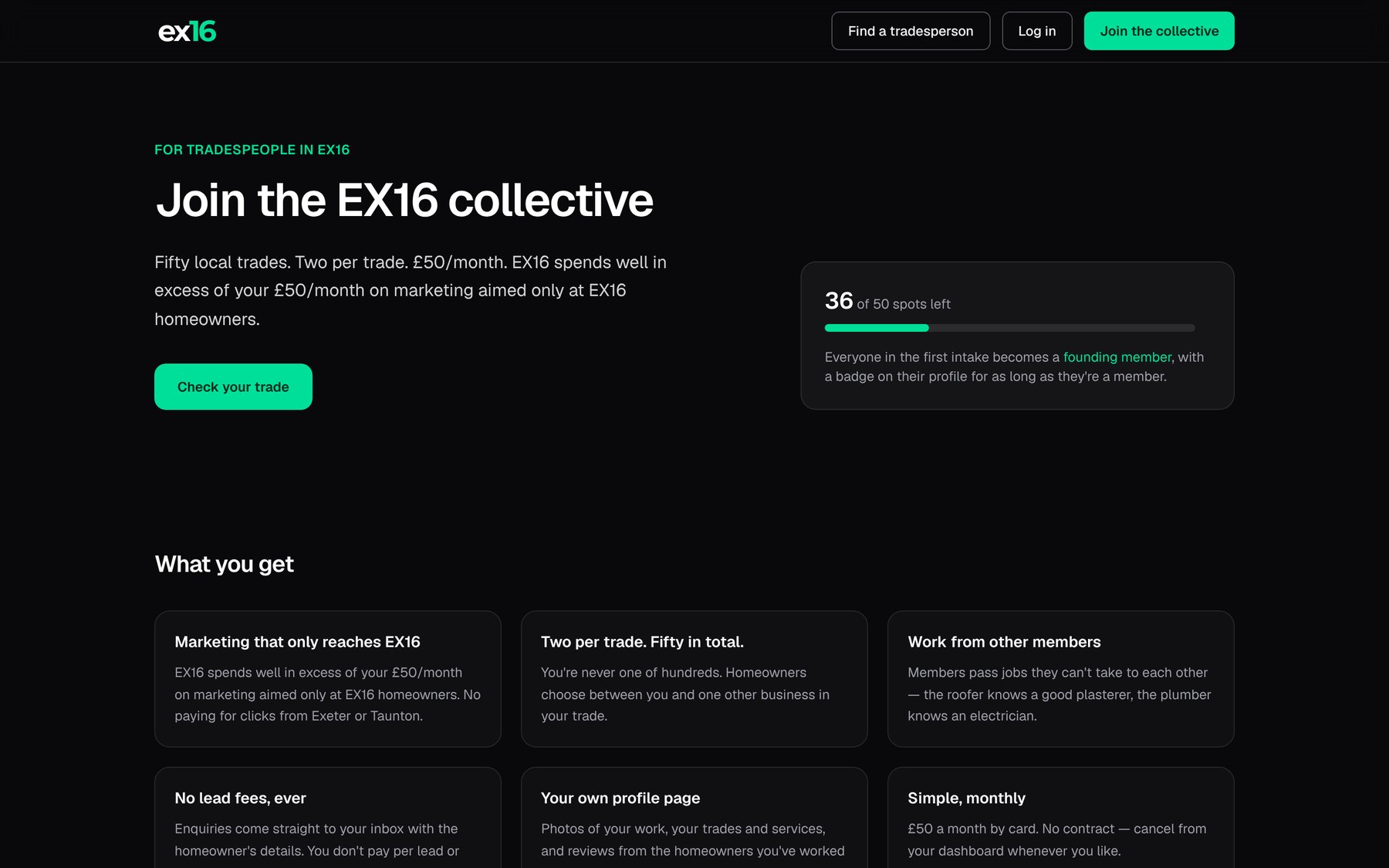 EX16 on desktop: Joining, with the live spots counter