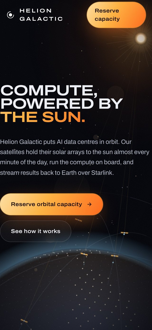 Helion Galactic on a phone: Hero